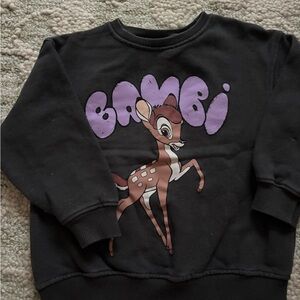 Zara Kids Black Bambi Sweatshirt with Purple Text